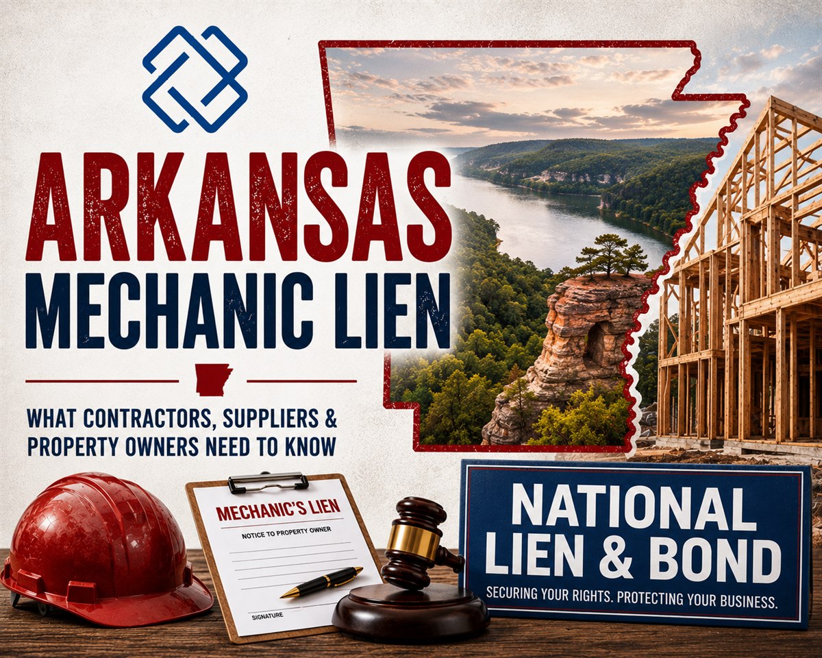 Arkansas Mechanics Lien Law guide - the residential Important Notice to Owner, the commercial 75-day notice, the 10-day notice before filing, the 120-day lien filing deadline, the 15-month foreclosure and lis pendens deadline, and contractor licensing.