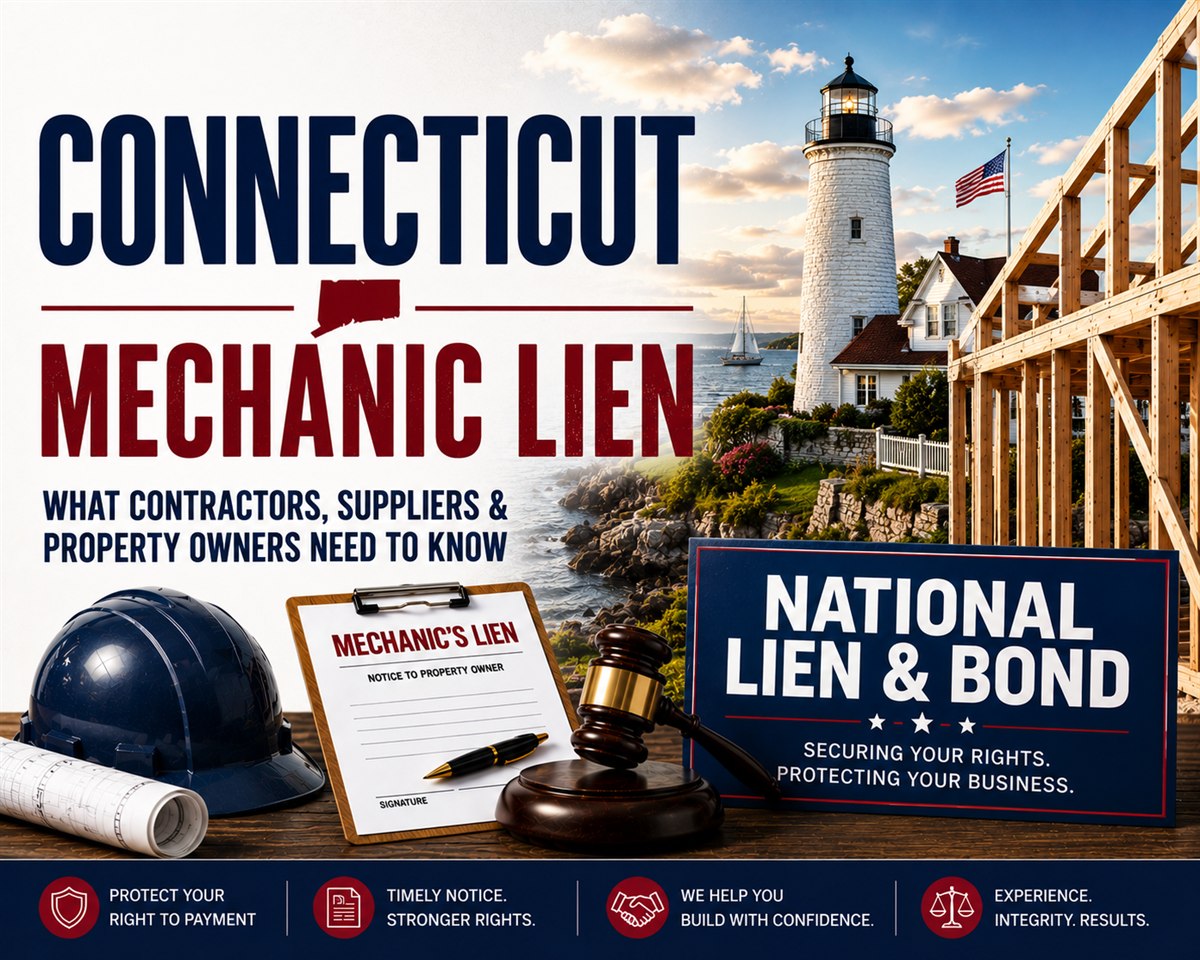 Connecticut Mechanics Lien Law guide - the lower-tier notice of intent, the 90-day certificate recording deadline, the 30-day owner-service requirement, the one-year foreclosure and lis pendens deadline, the lienable-fund limit, and contractor registration.