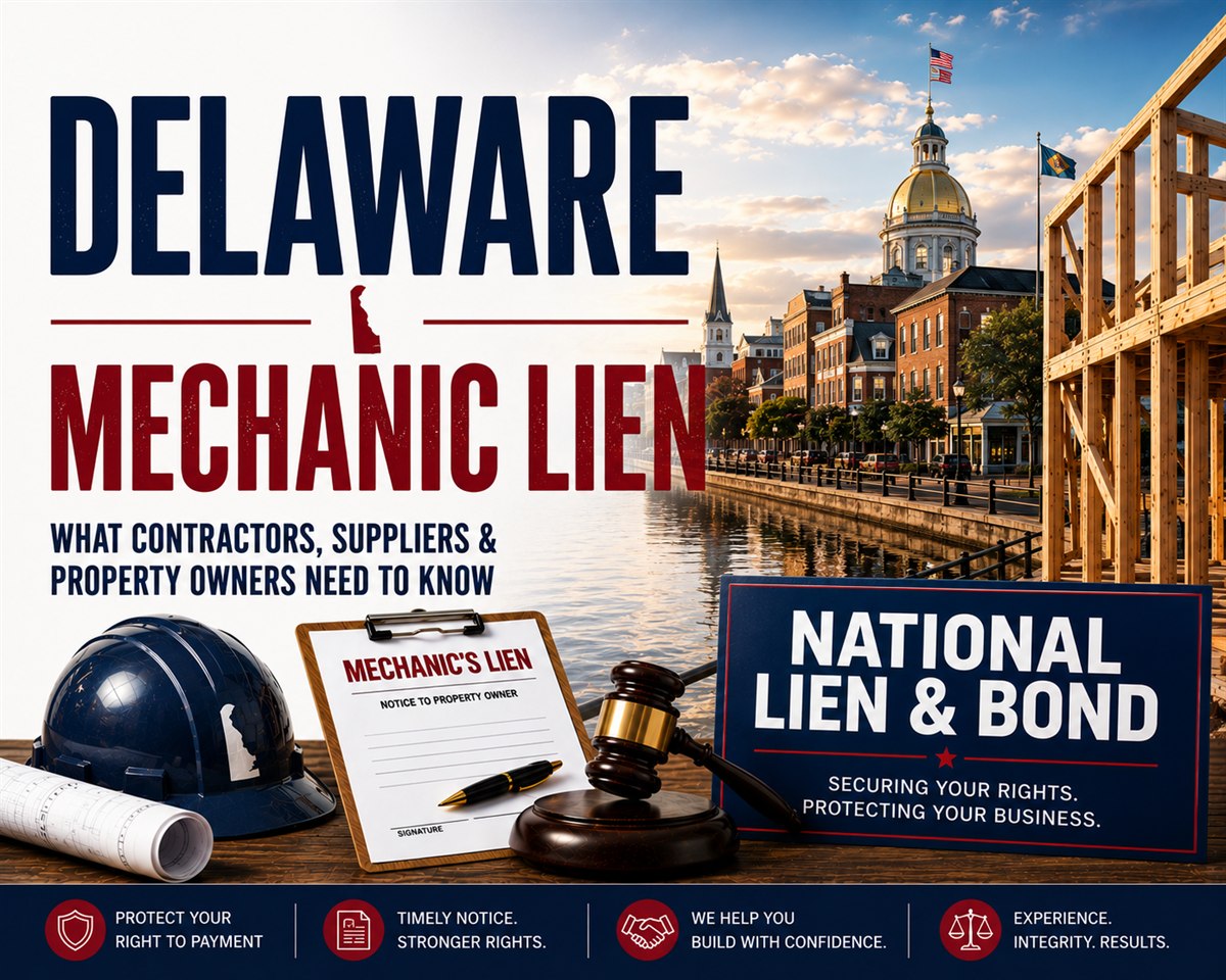 Delaware Mechanics Lien Law guide - the statement of claim, the 180-day and 120-day filing deadlines, the prior-written-consent rule for tenant work, the $25 threshold, the pleading elements, and contractor registration.
