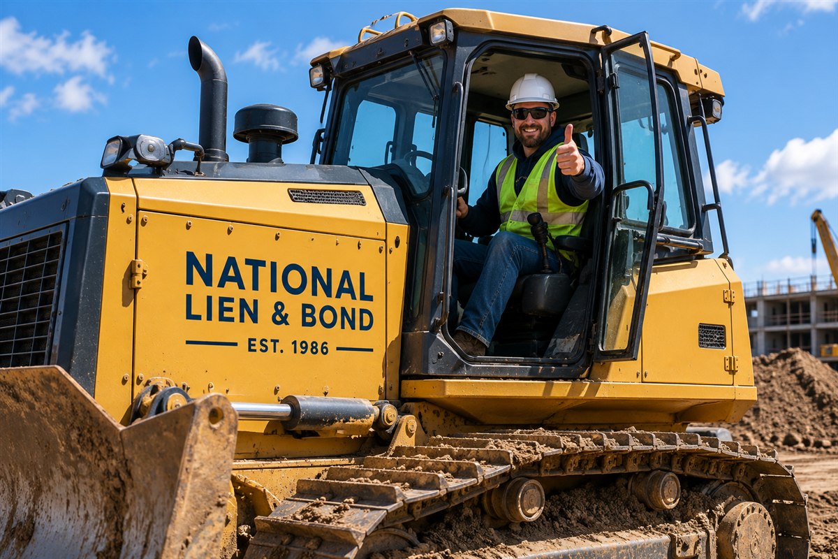 Dozer operator grading a site in high summer, the season covered by the July 2019 lien law update