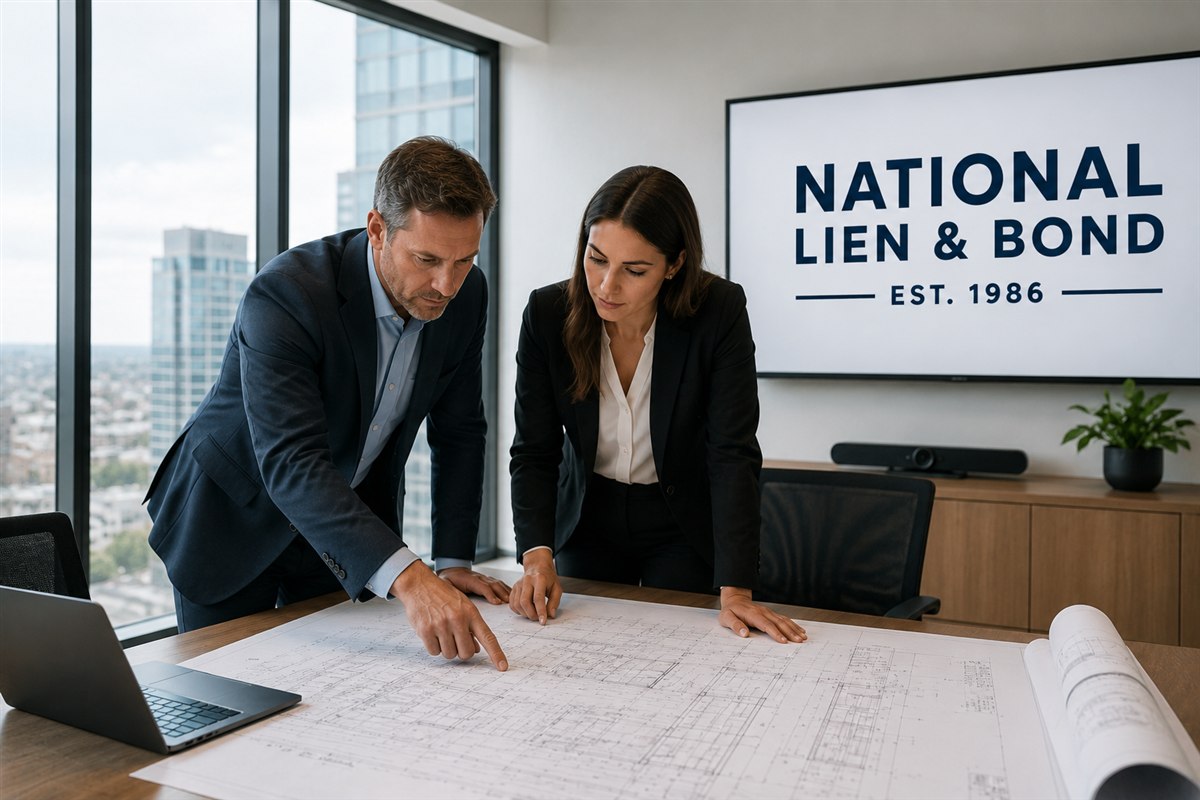 Project executives comparing revised drawings in a conference room while working through a construction change directive